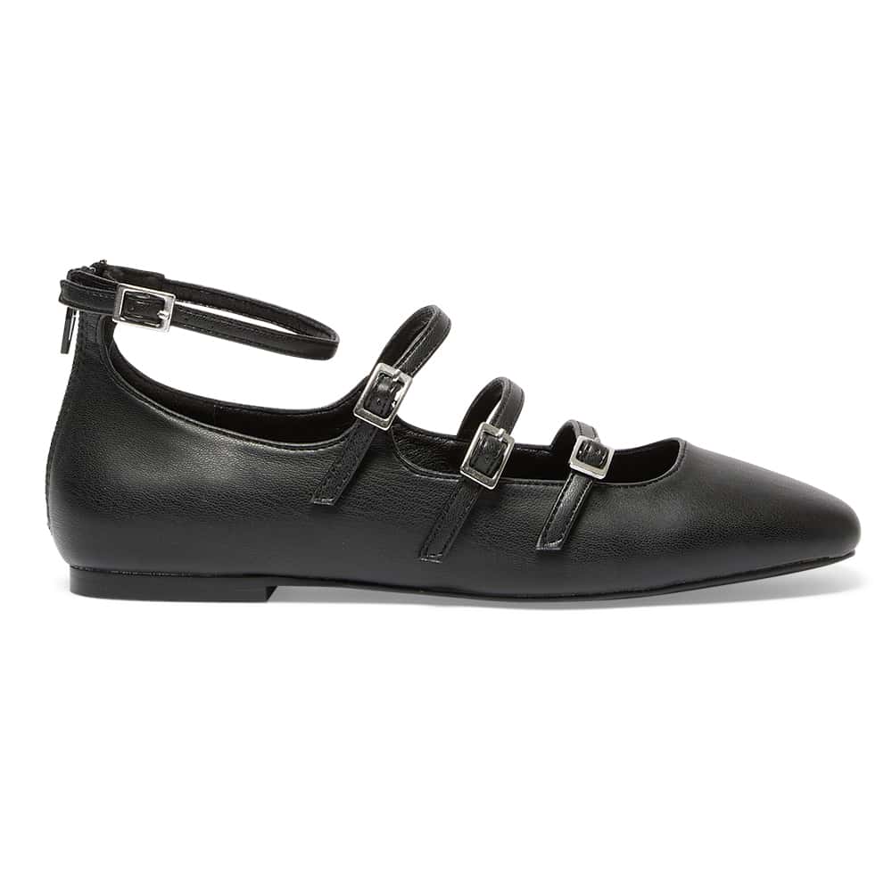 Samira Ballet Flat in Black Smooth