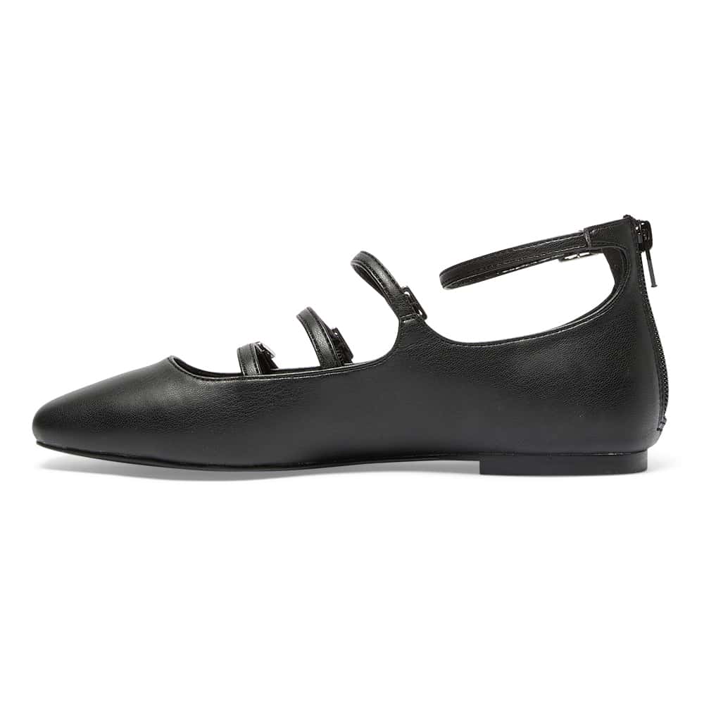 Samira Ballet Flat in Black Smooth