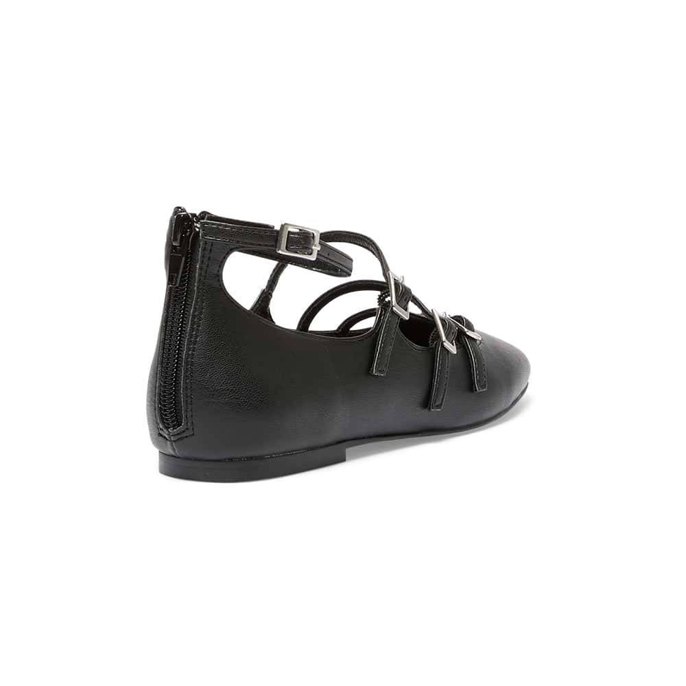 Samira Ballet Flat in Black Smooth