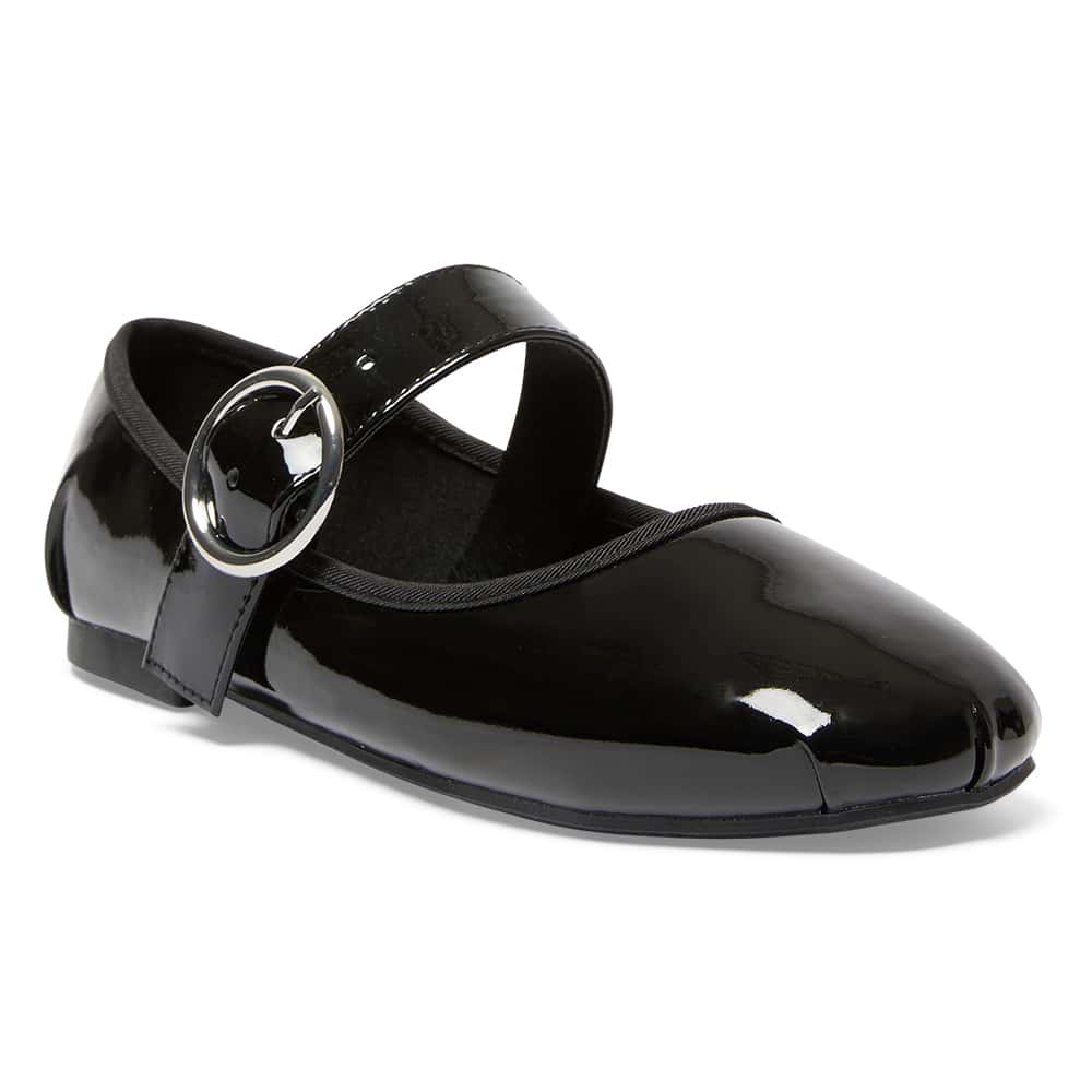 Selma Ballet Flat in Black Patent