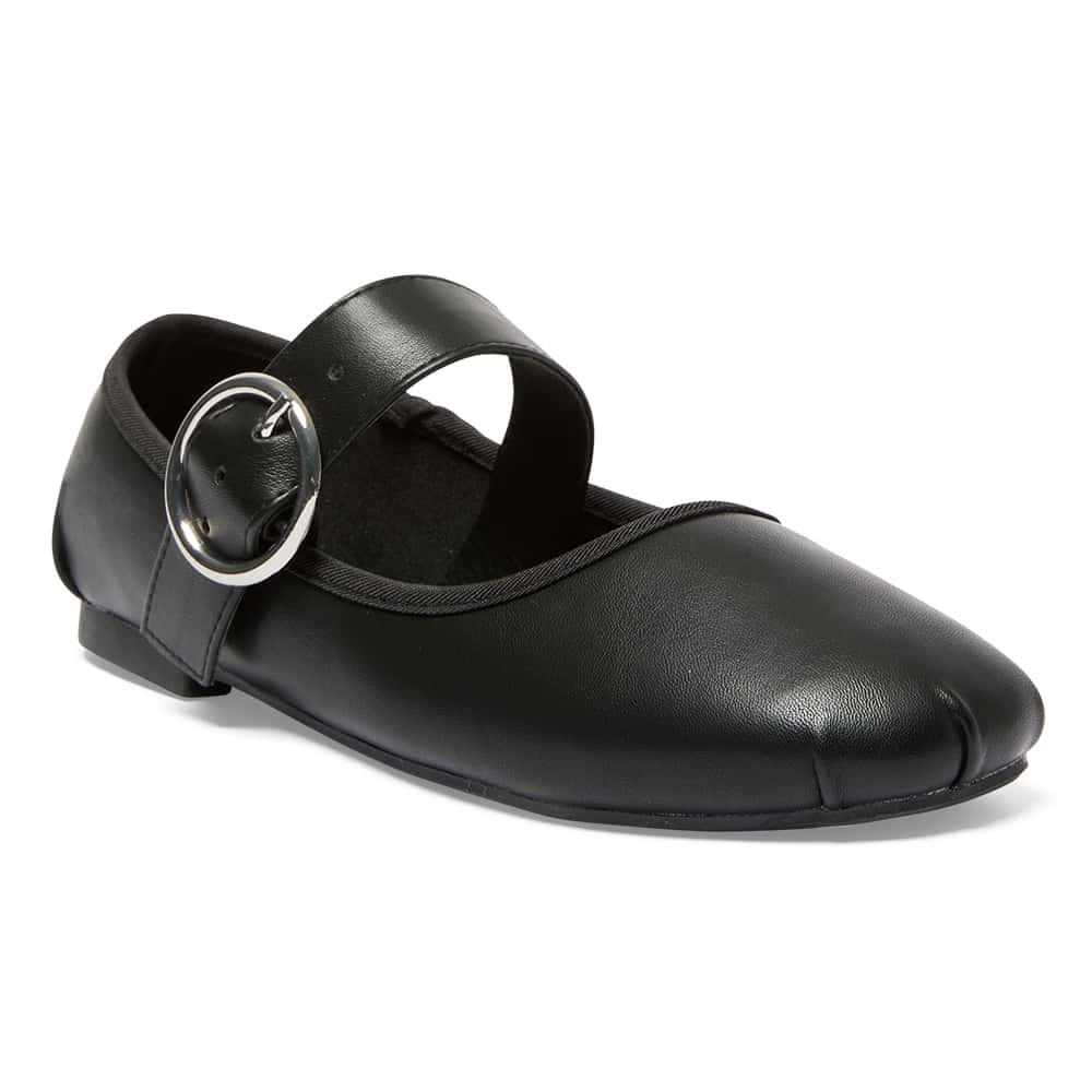Selma Ballet Flat in Black Smooth