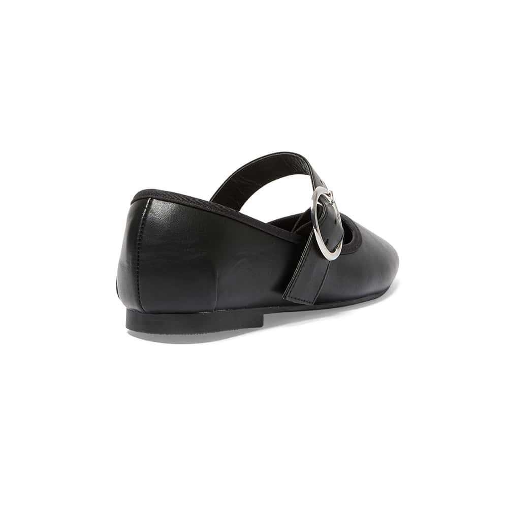 Selma Ballet Flat in Black Smooth