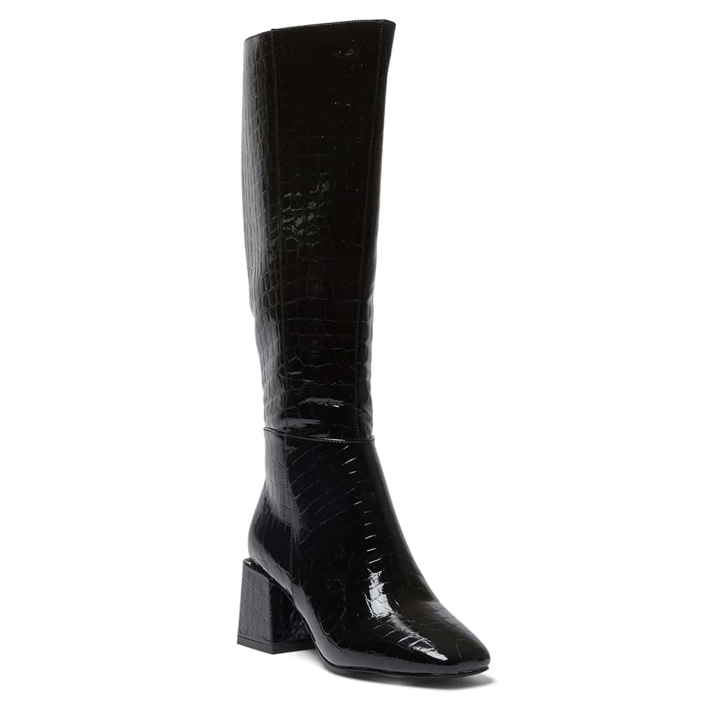 Tabby Boot in Black Croc