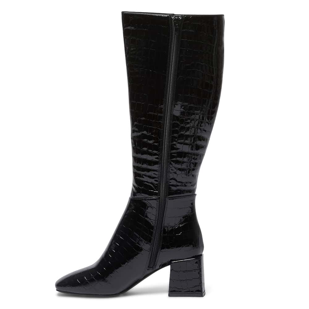 Tabby Boot in Black Croc