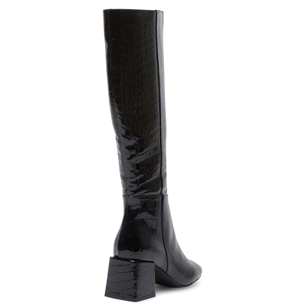 Tabby Boot in Black Croc