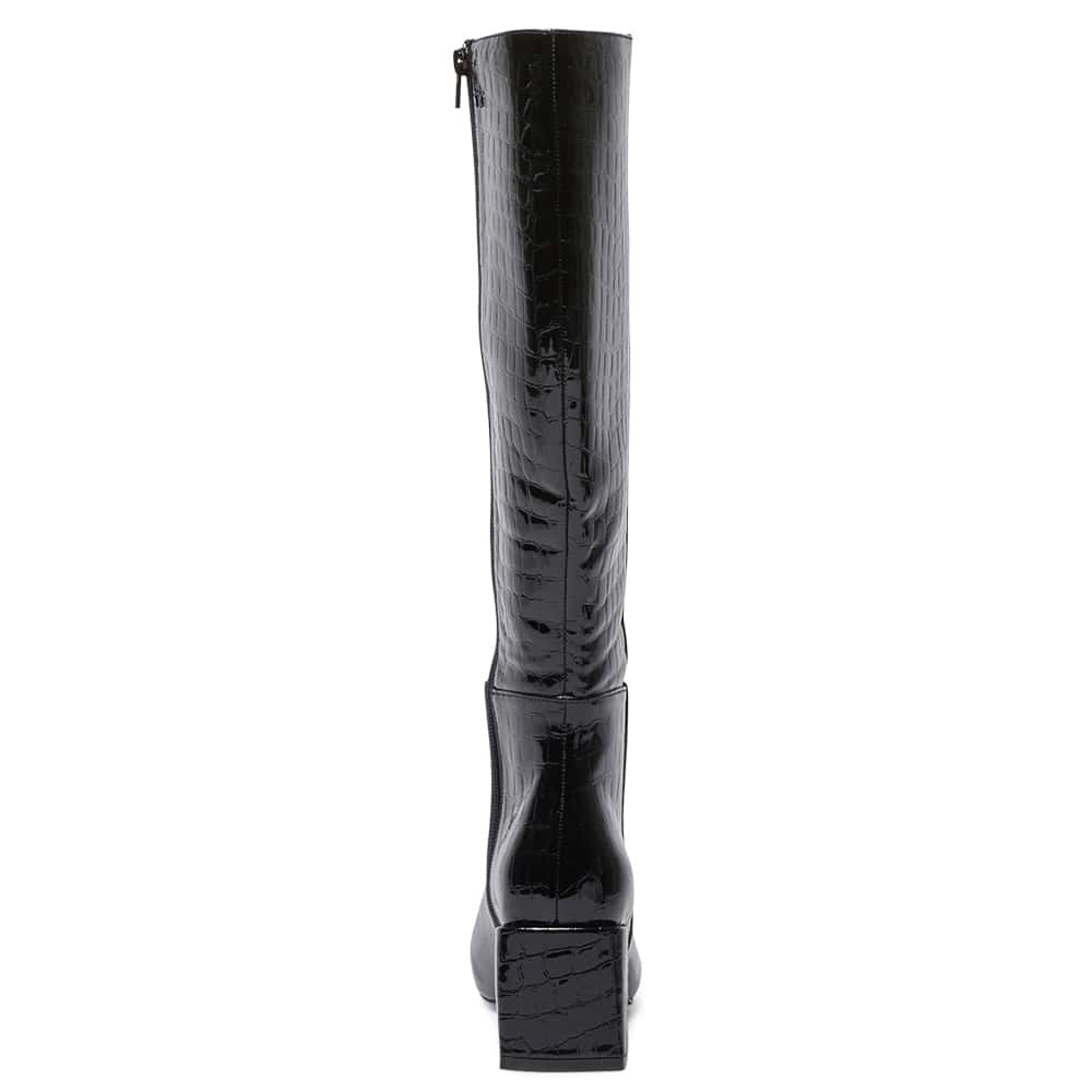 Tabby Boot in Black Croc