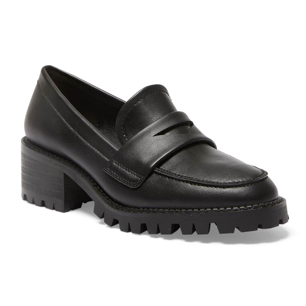 Teacher Loafer in Black Smooth