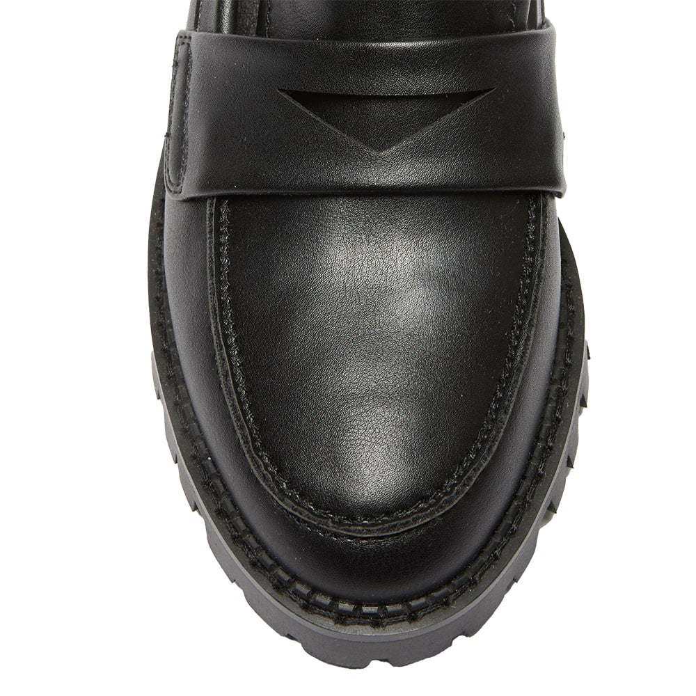 Teacher Loafer in Black Smooth