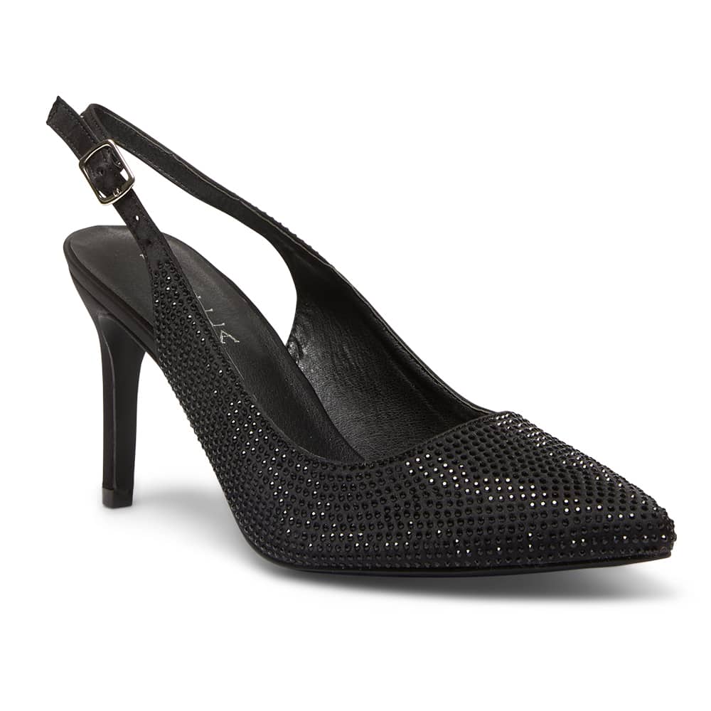 Whitney Heel in Black Satin