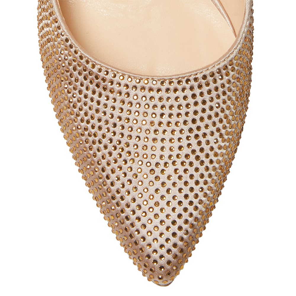 Whitney Heel in Gold Satin