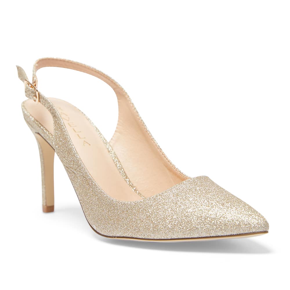 Whiz Heel in Gold Glitter