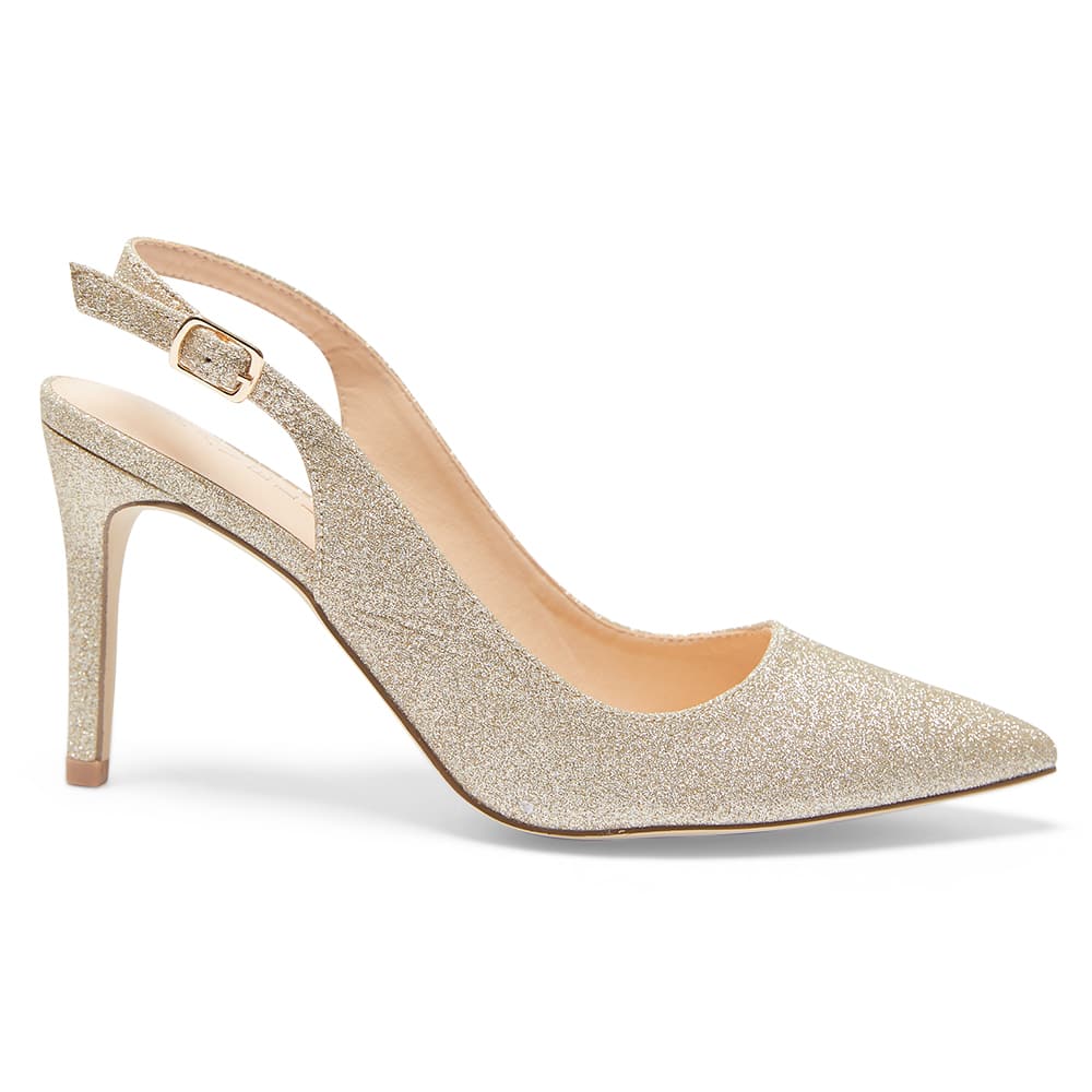 Whiz Heel in Gold Glitter