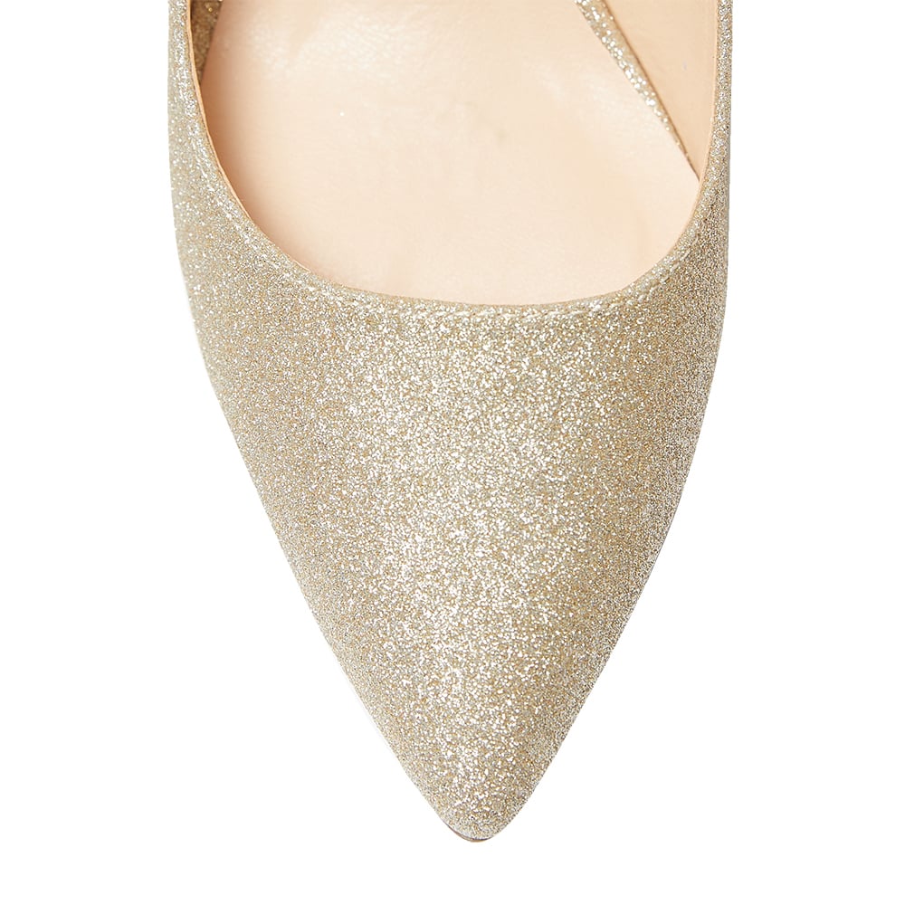 Whiz Heel in Gold Glitter