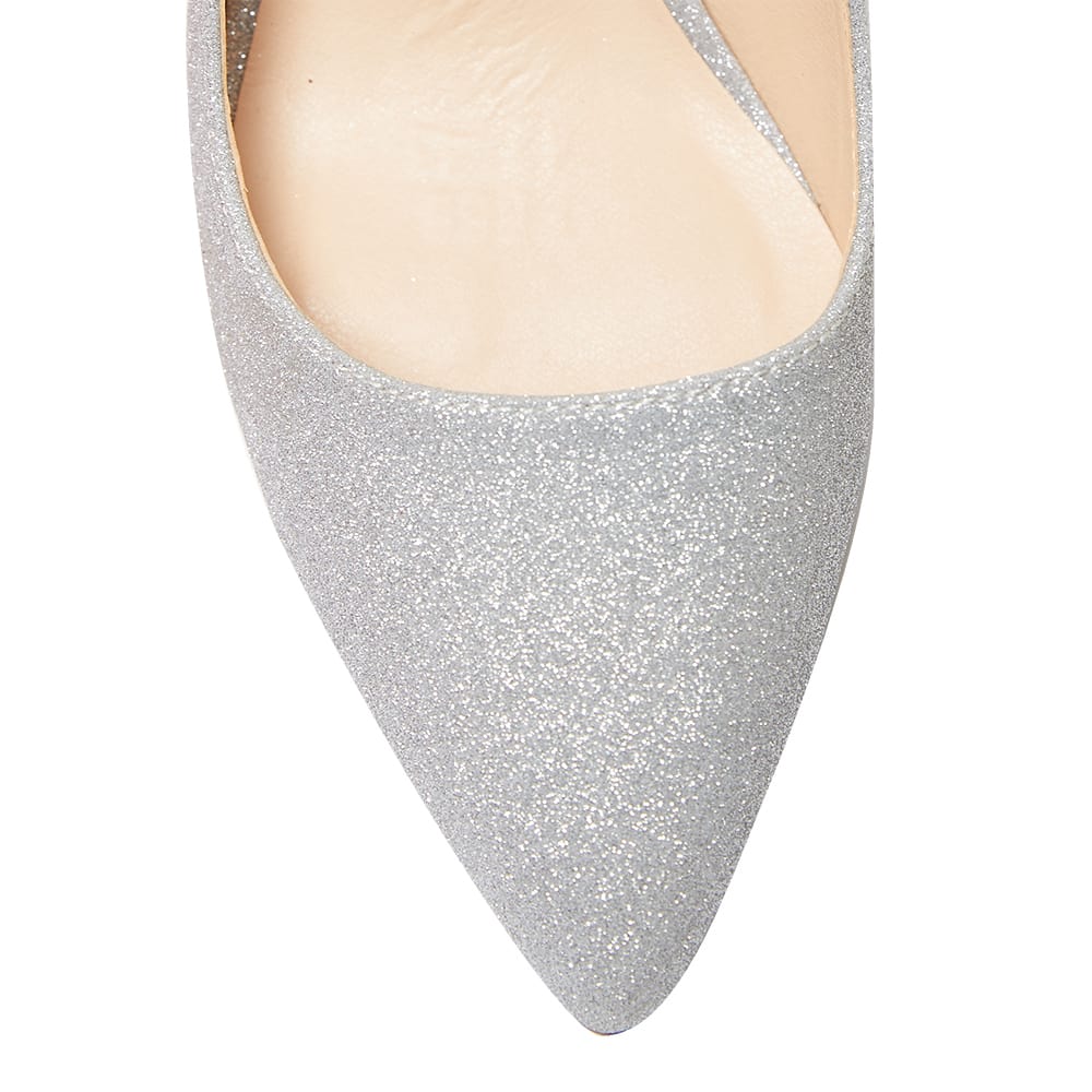 Whiz Heel in Silver Glitter Sparkle