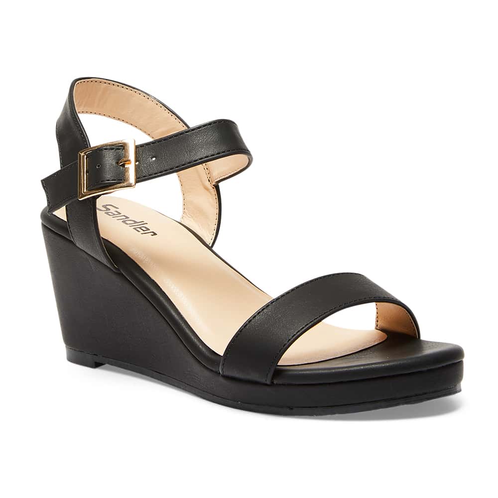 Abbey Wedge in Black Smooth