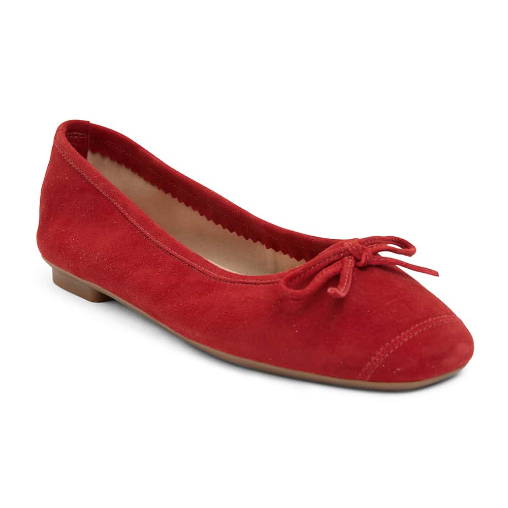 Alexa Ballet Flat in Ruby Red Suede