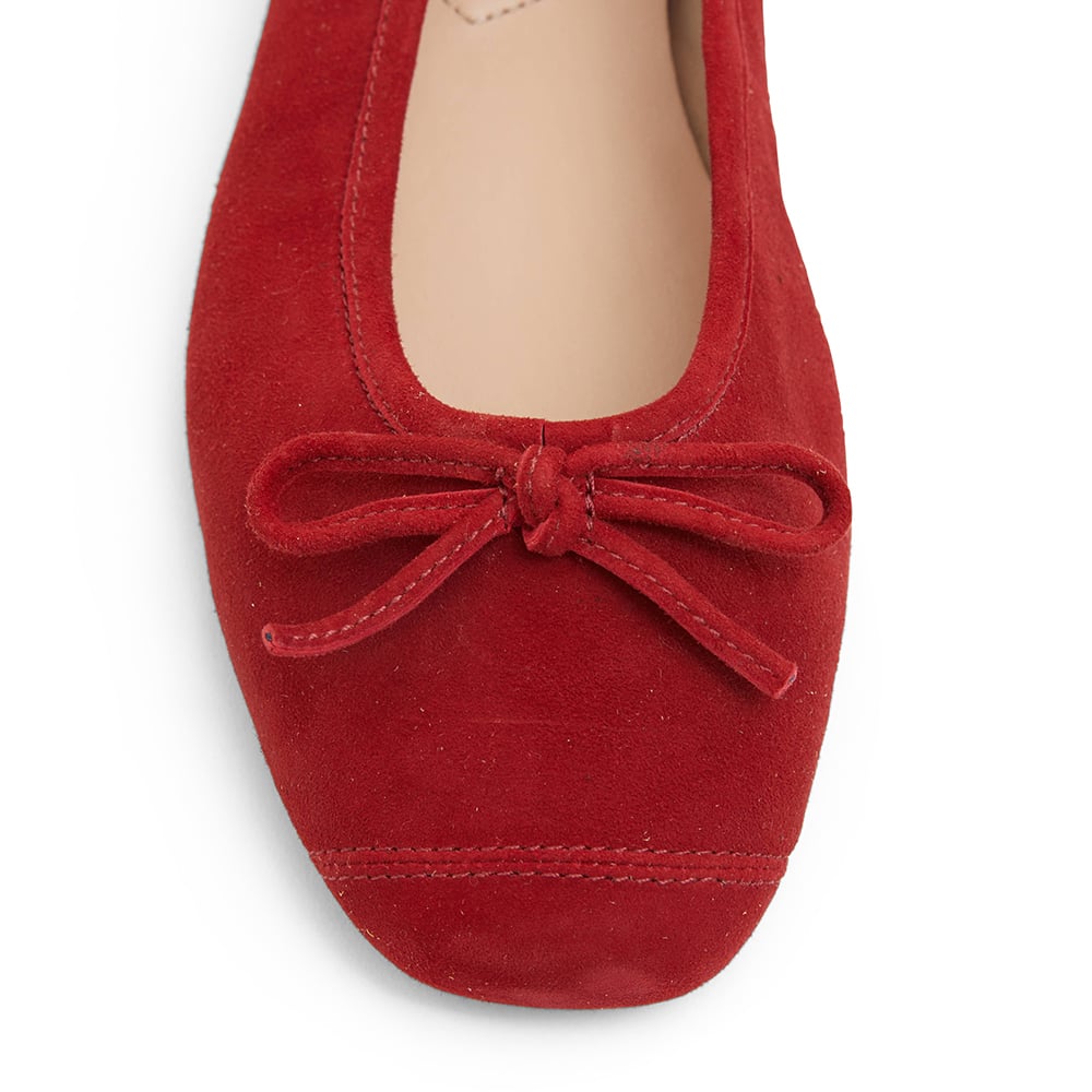 Alexa Ballet Flat in Ruby Red Suede
