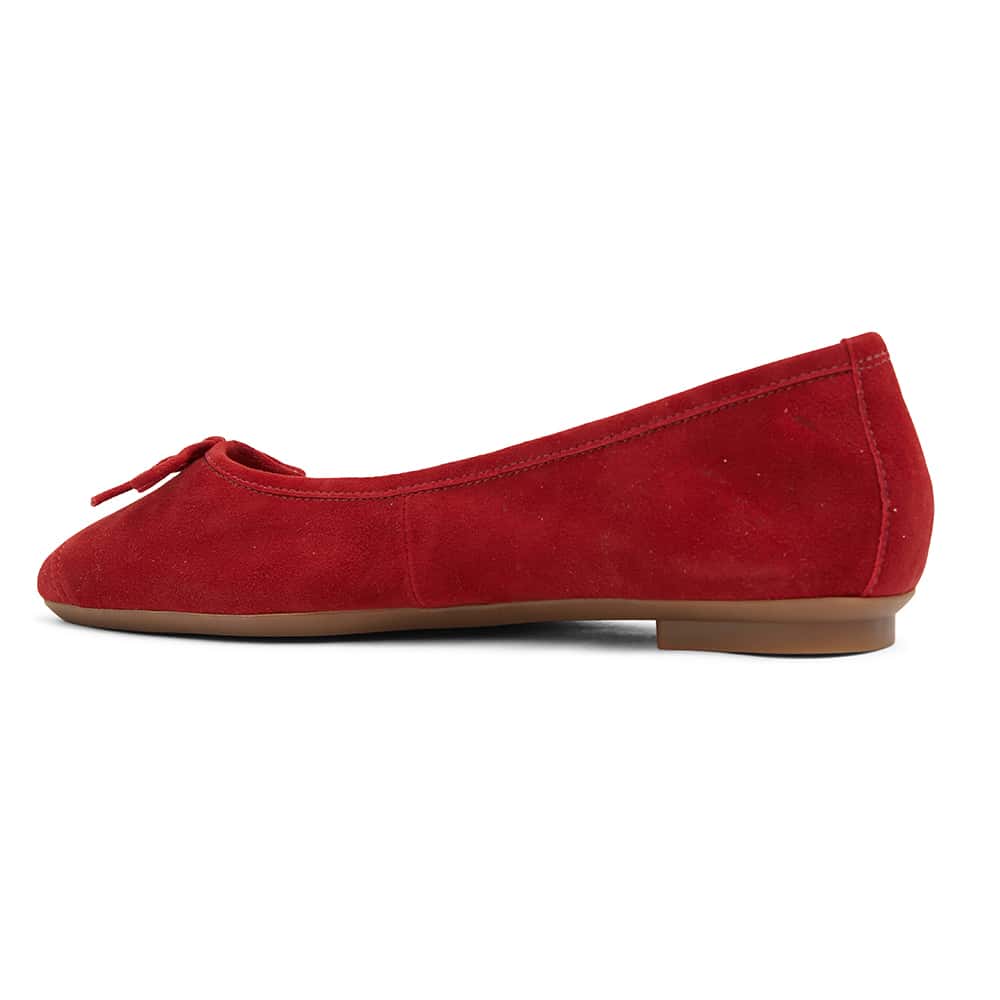 Alexa Flat in Ruby Red Suede