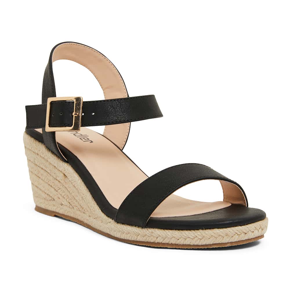 Annie Espadrille in Black Smooth Sandler Shoe HQ