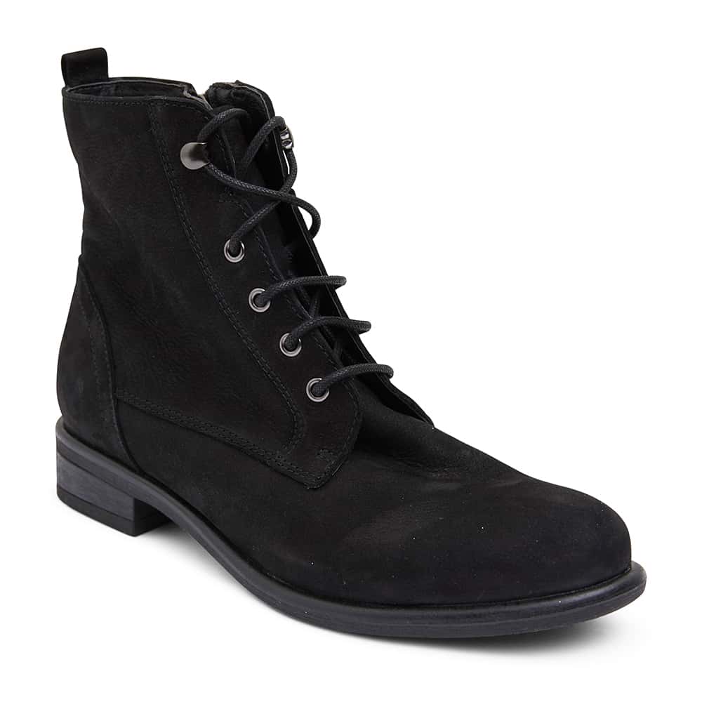 Badge Boot in Black Nubuck