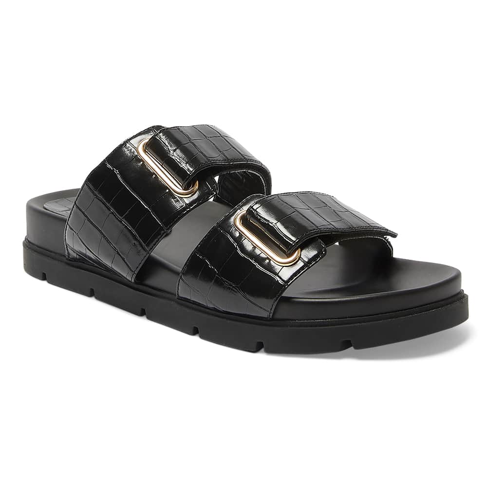 Calvin Slide in Black Croc