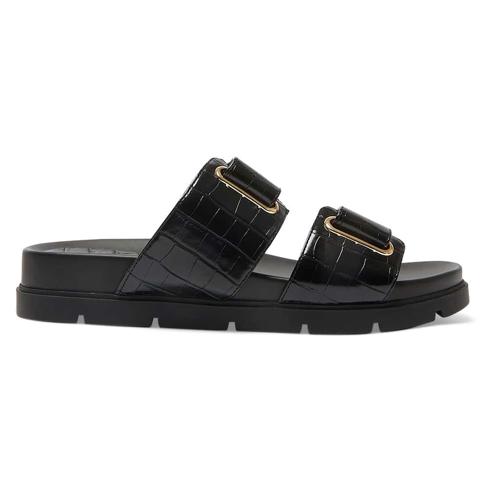 Calvin Slide in Black Croc