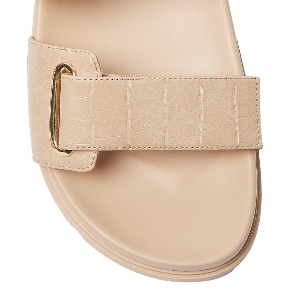 Calvin Slide in Nude Croc Print Croc