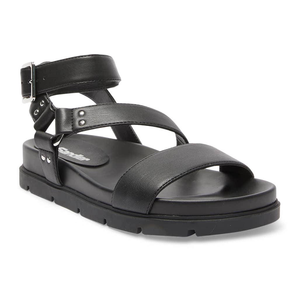 Cancun Sandal in Black Smooth