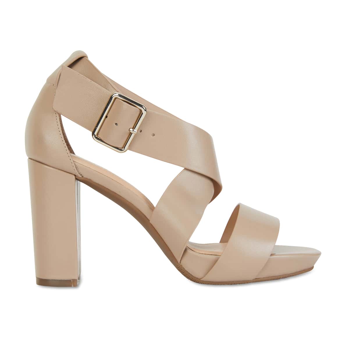 Congo Heel in Nude Leather