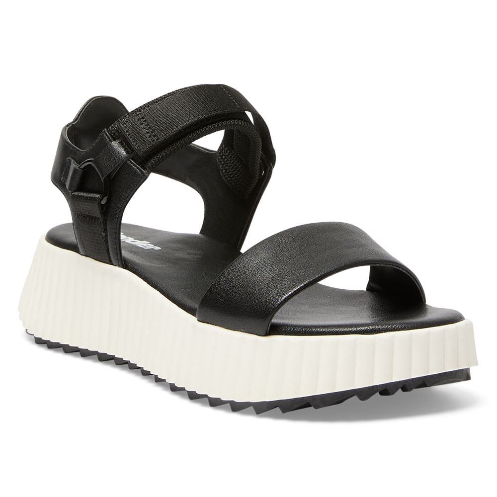 Cruz Sandal in Black Smooth