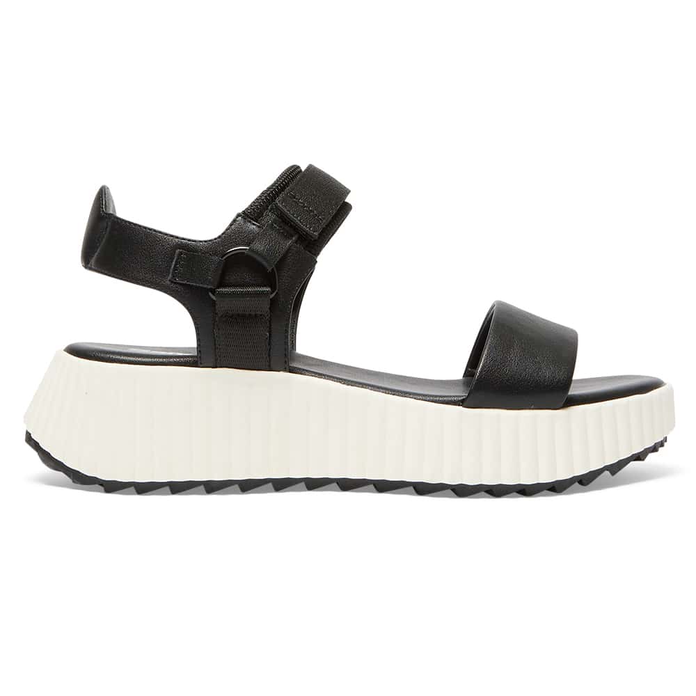 Cruz Sandal in Black Smooth