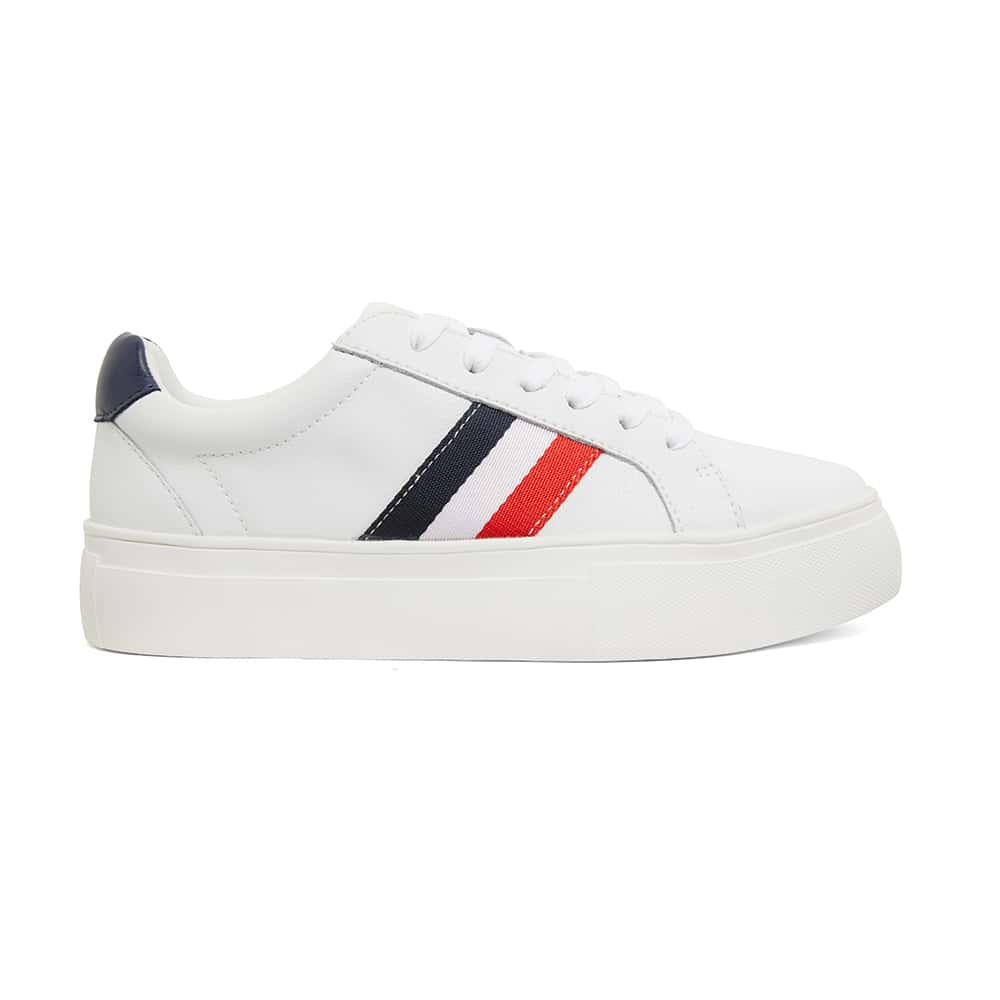Fallon Sneaker in White And Navy Leather
