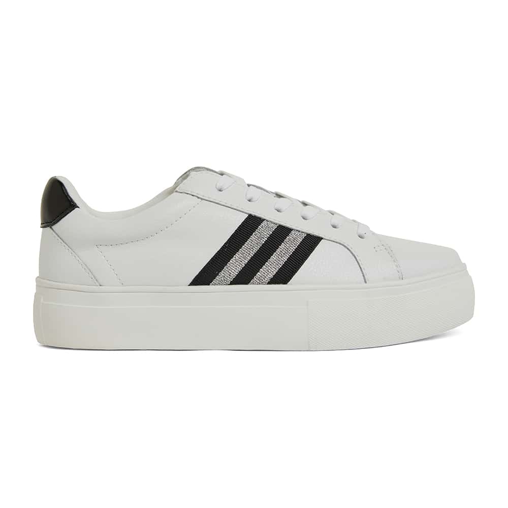 Fallon Sneaker in White And Silver Leather