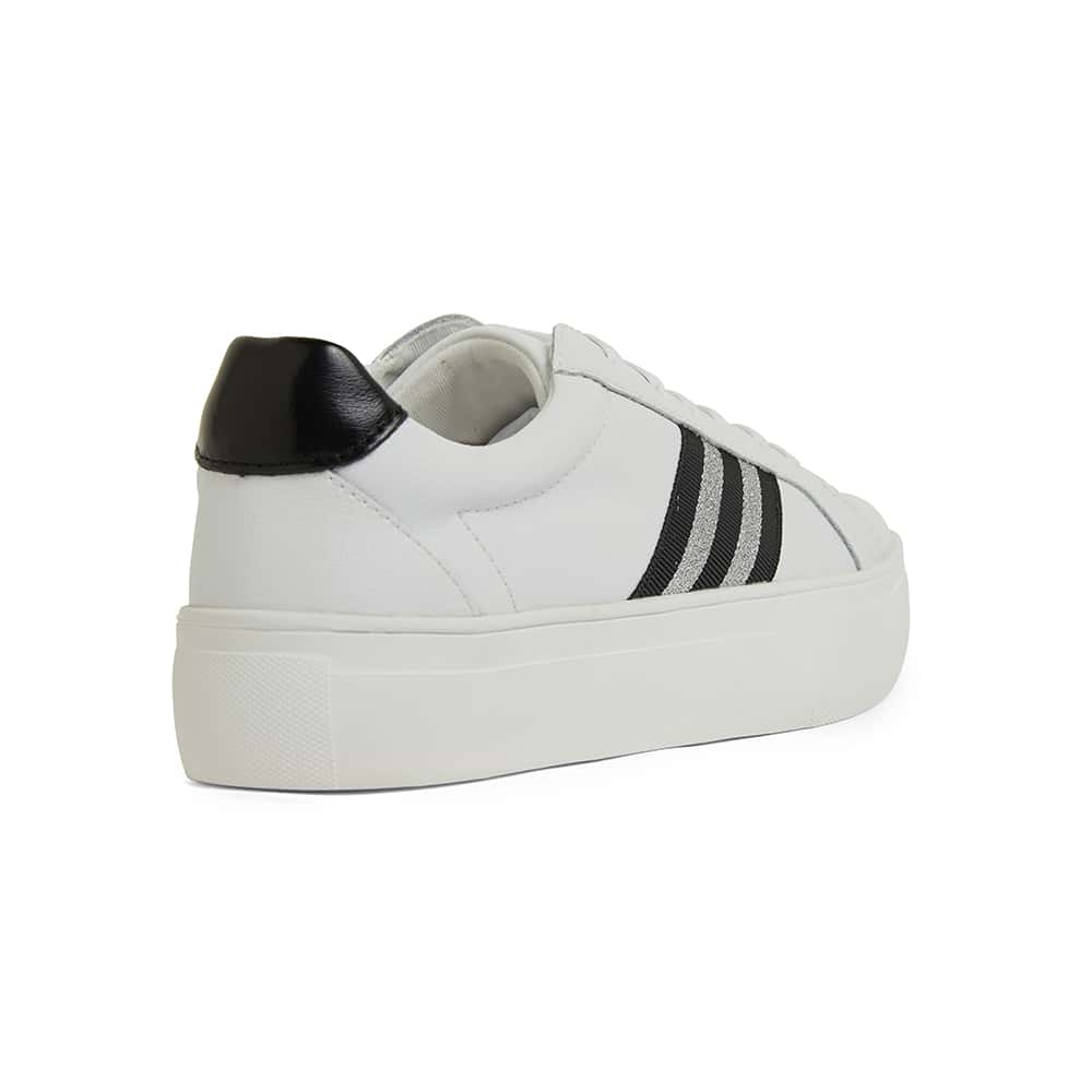 Fallon Sneaker in White And Silver Leather