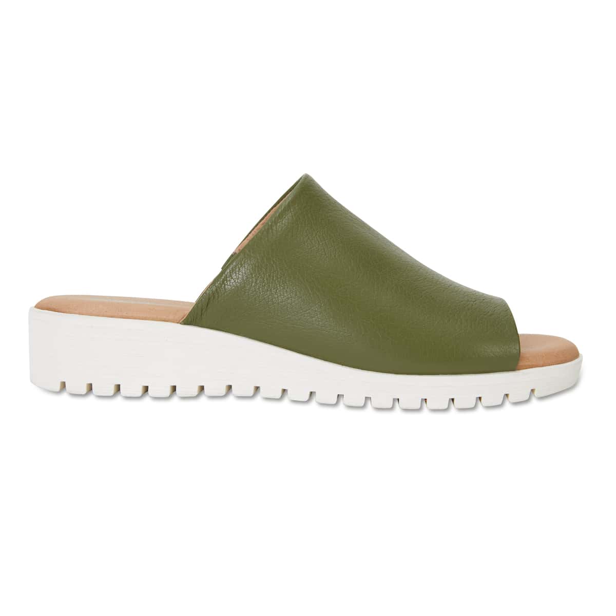 Fate Slide in Khaki Leather