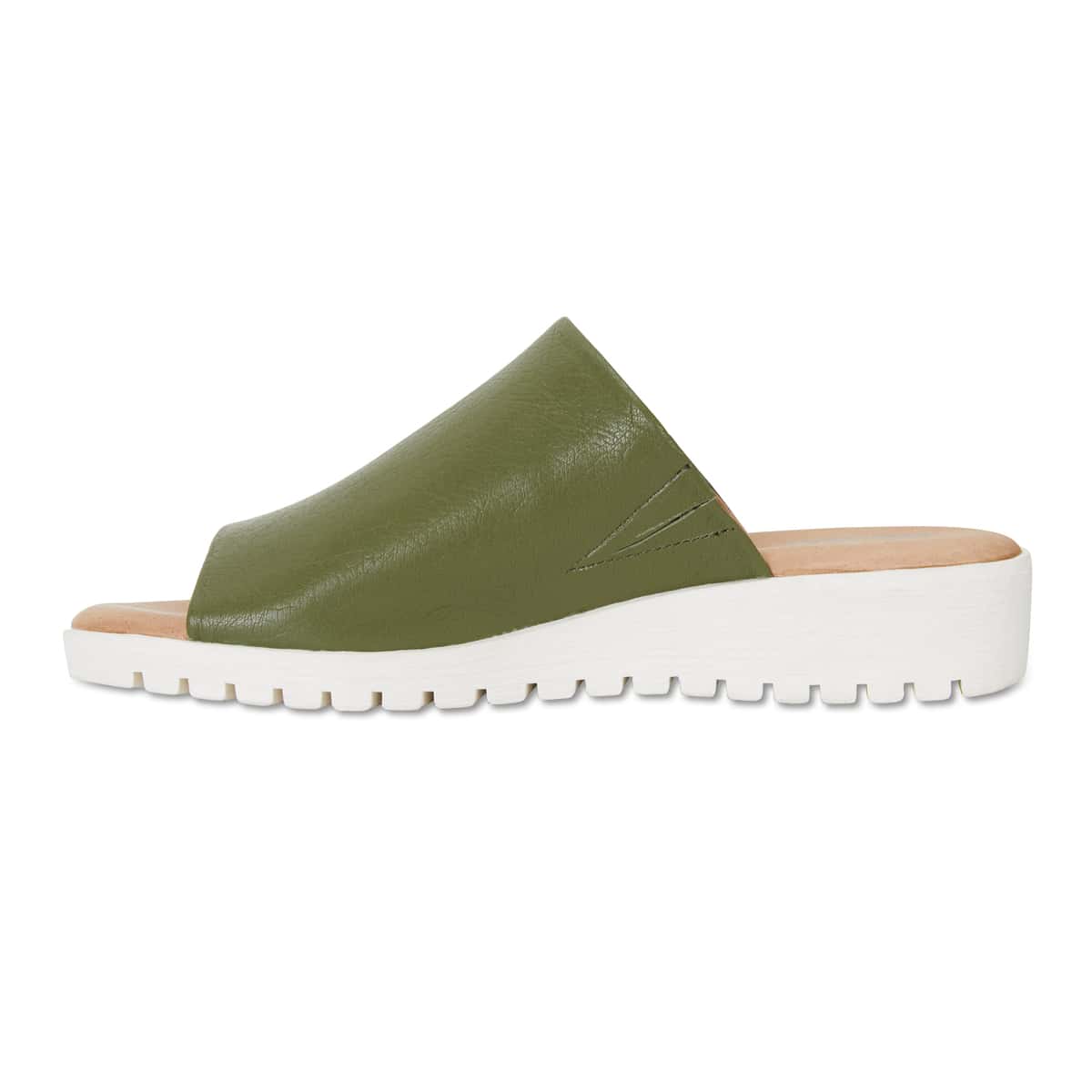 Fate Slide in Khaki Leather