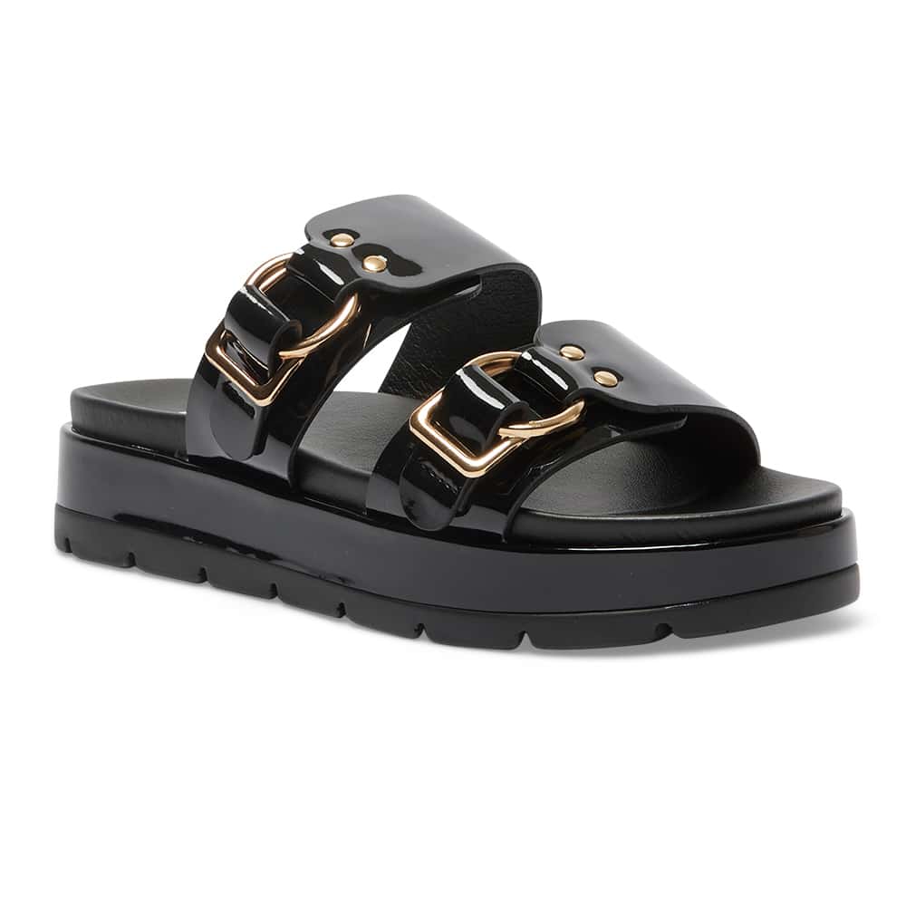 Black patent sales leather slides