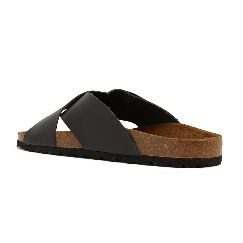 Fiji Slide in Black Leather