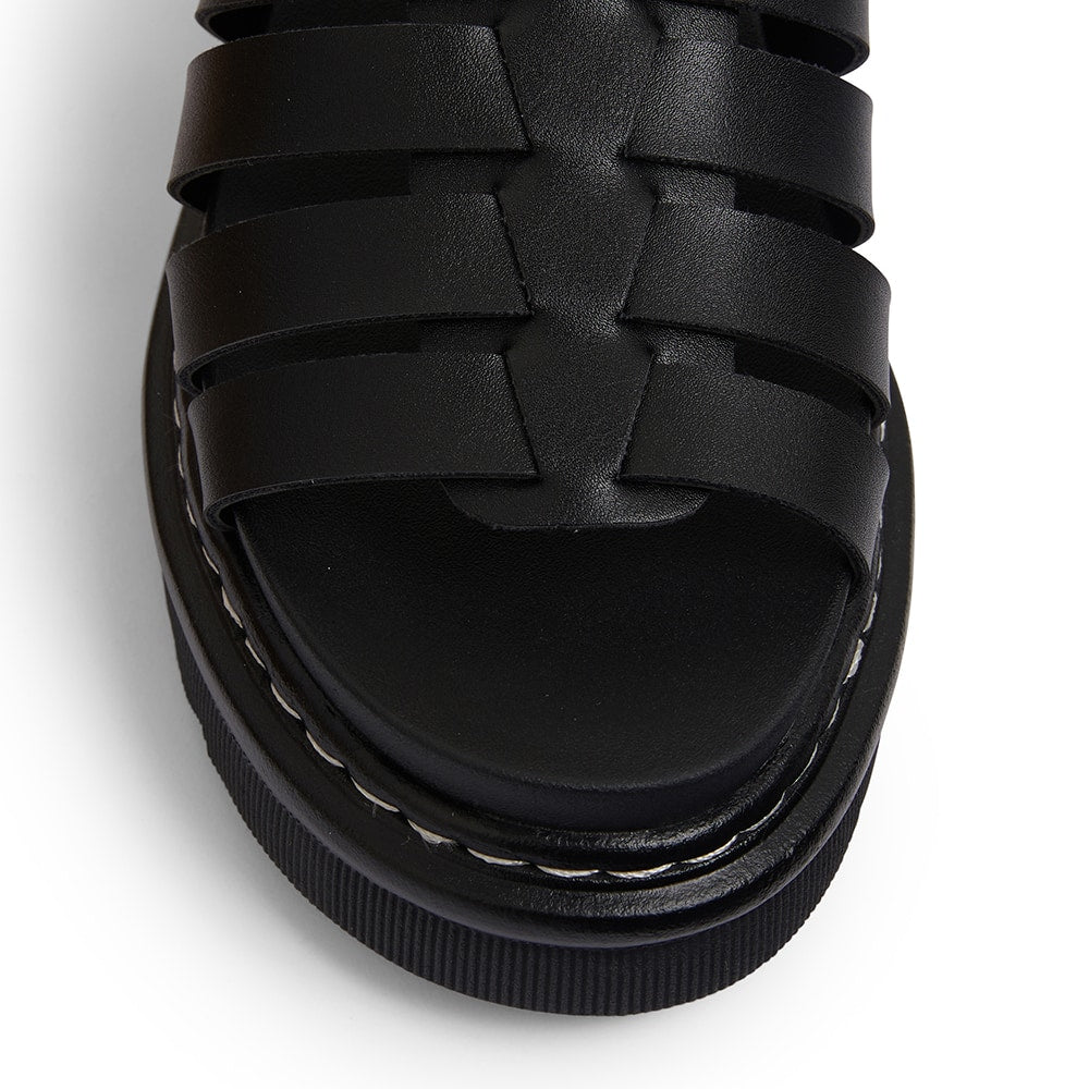 Force Sandal in Black Smooth