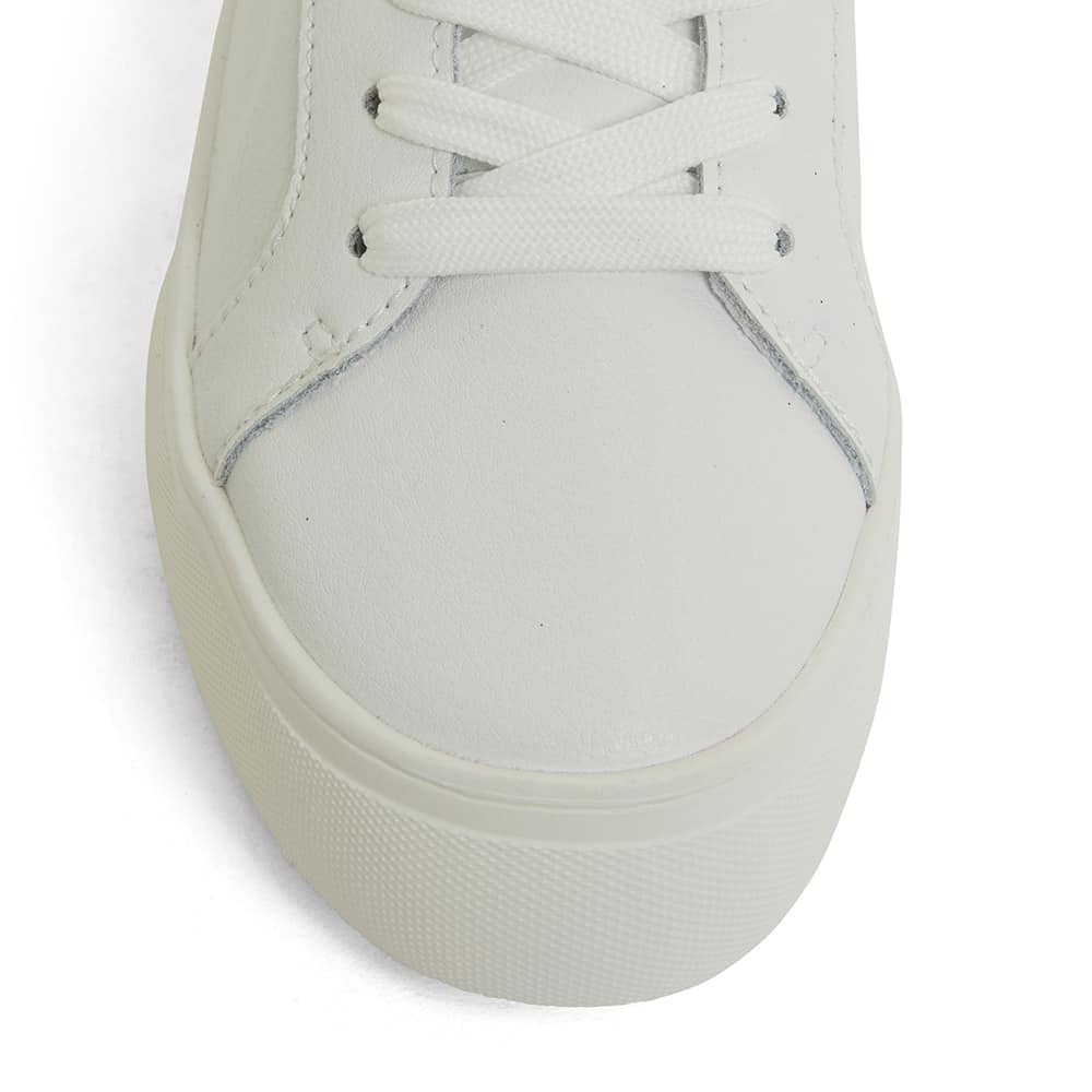 Frenzy Sneaker in White And Silver Leather