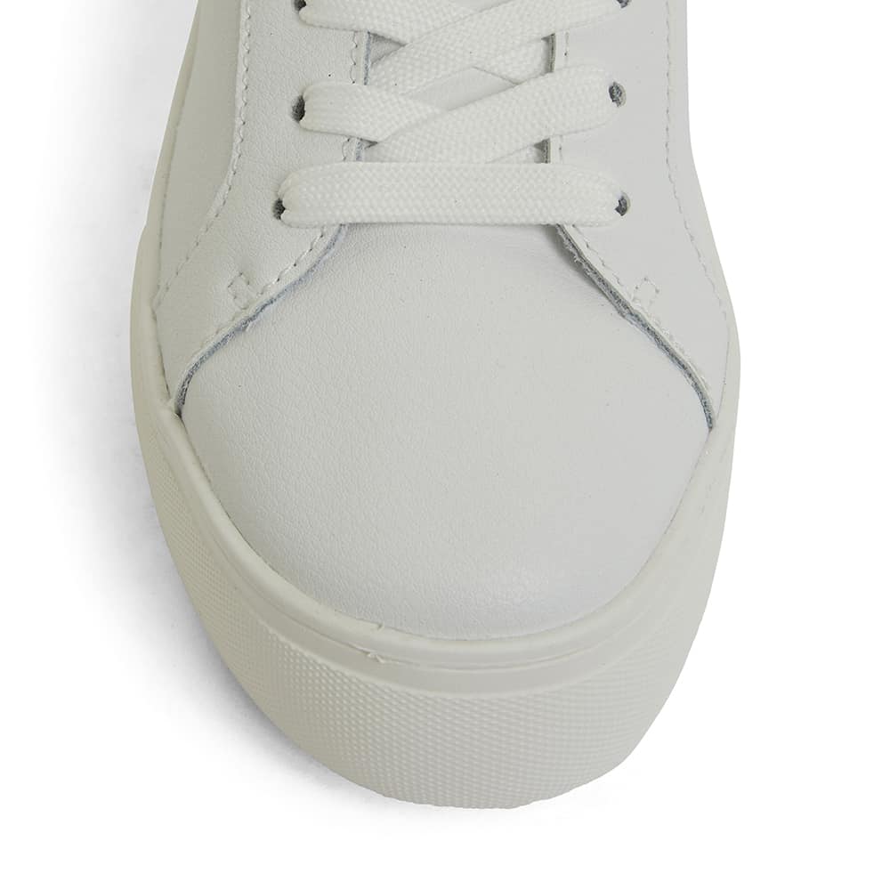 Frenzy Sneaker in White And Bronze Leather