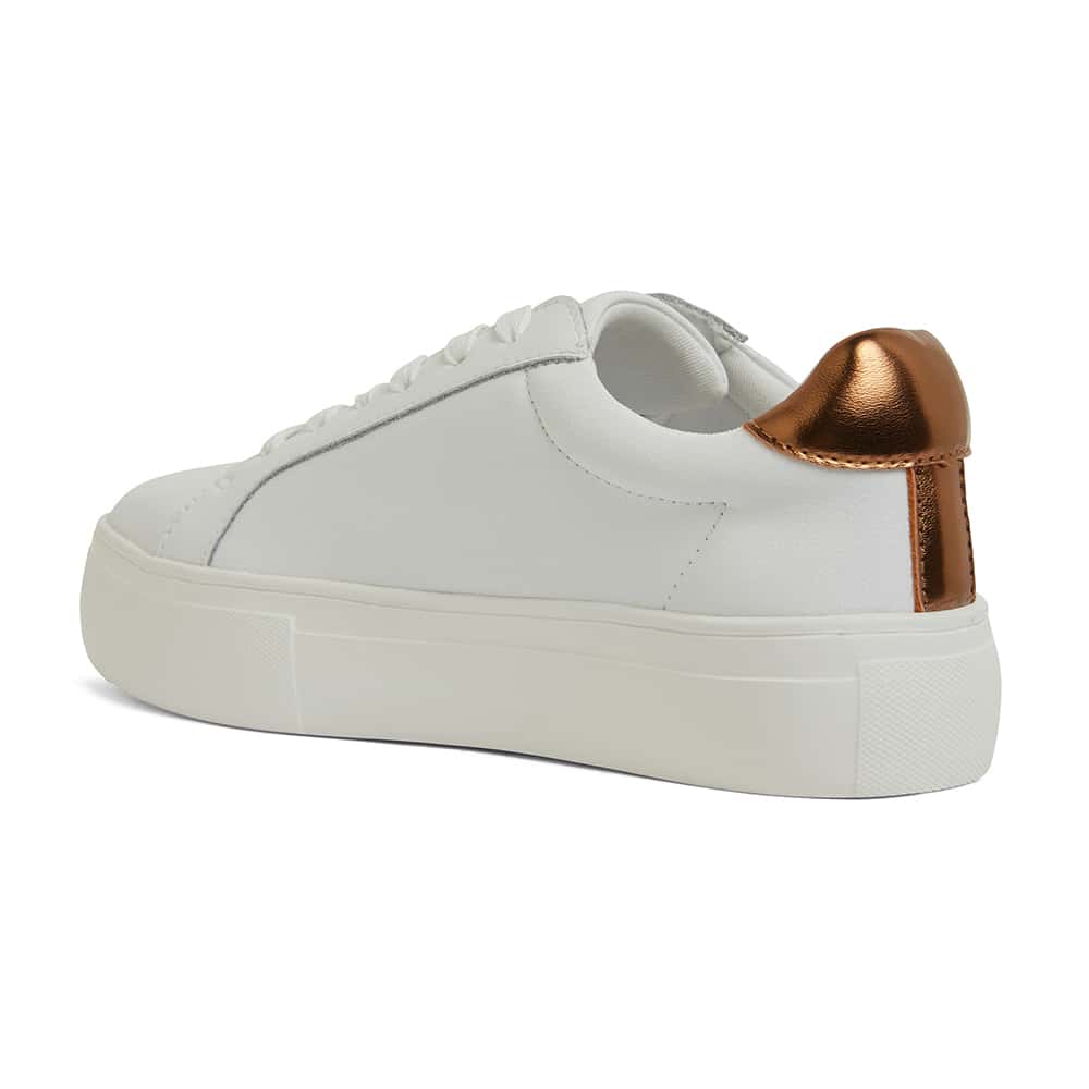 Frenzy Sneaker in White And Bronze Leather