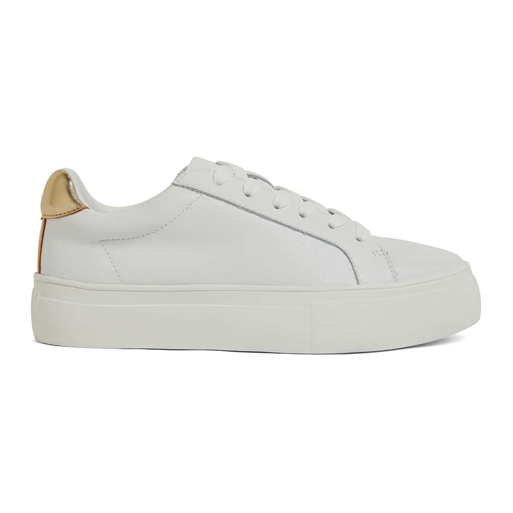 Frenzy Sneaker in White And Gold Leather