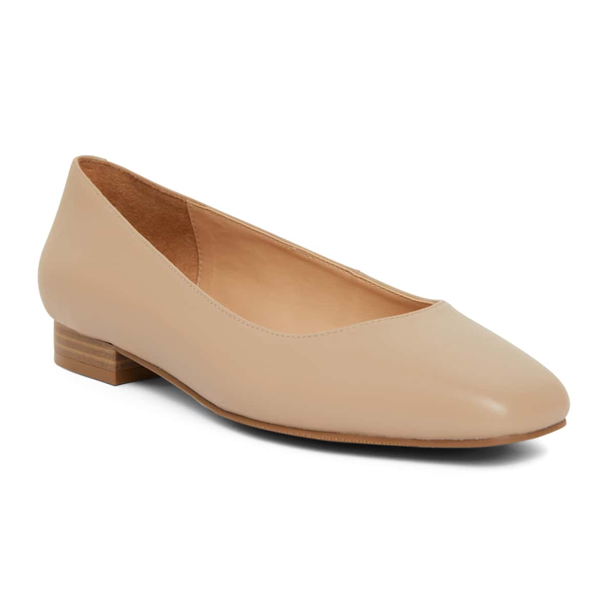 Gaby Flat in Nude Leather