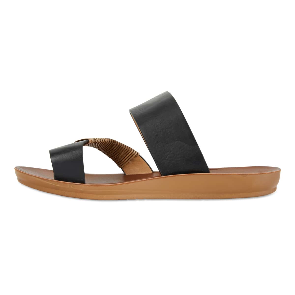 Gidget Sandal in Black Smooth