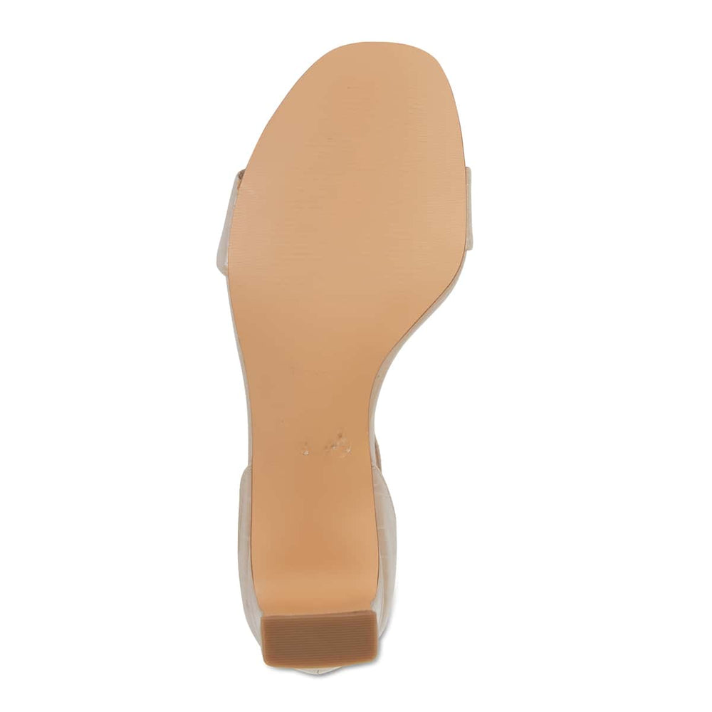 Harper Heel in Nude Croc Leather
