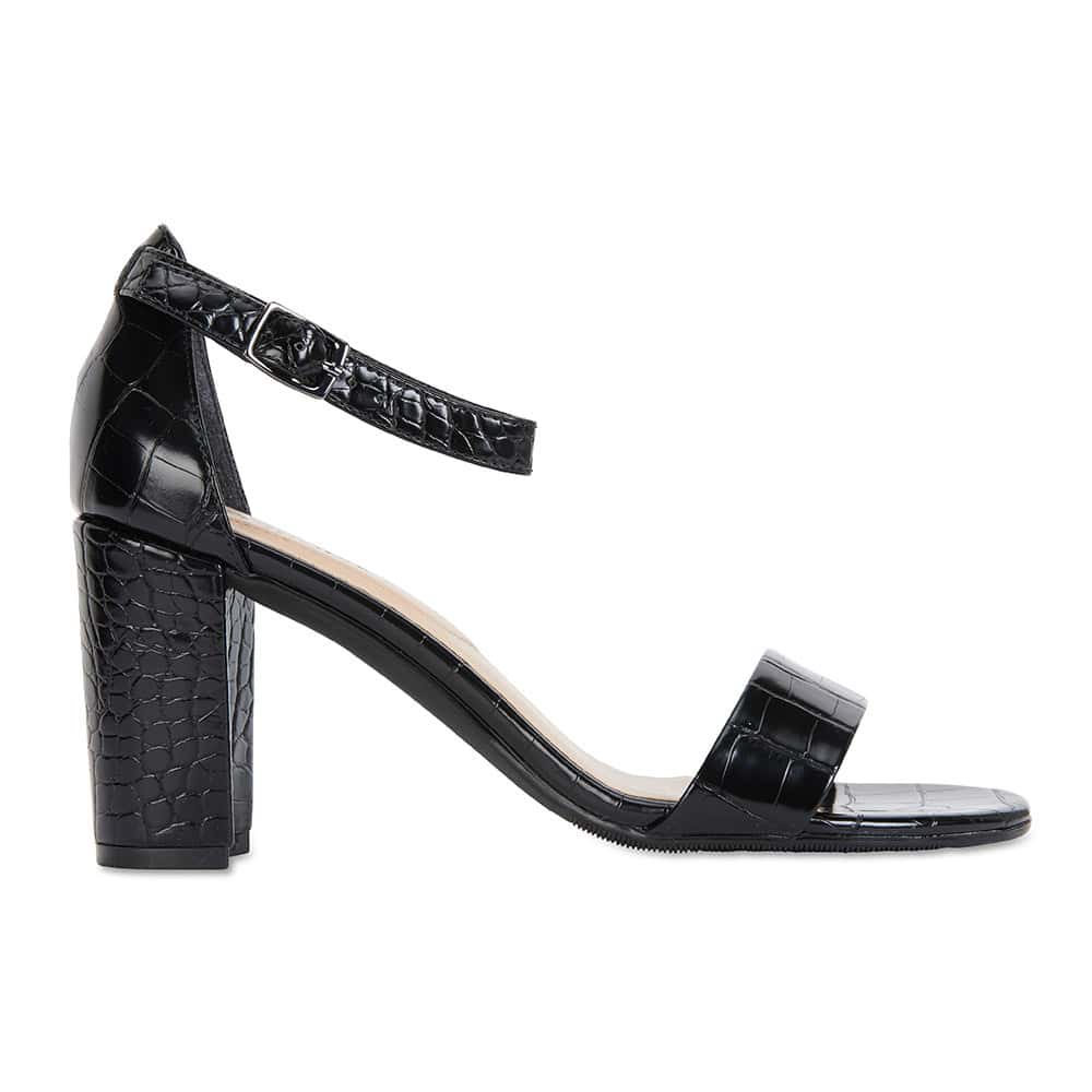 Juliet Heel in Black Croc Leather