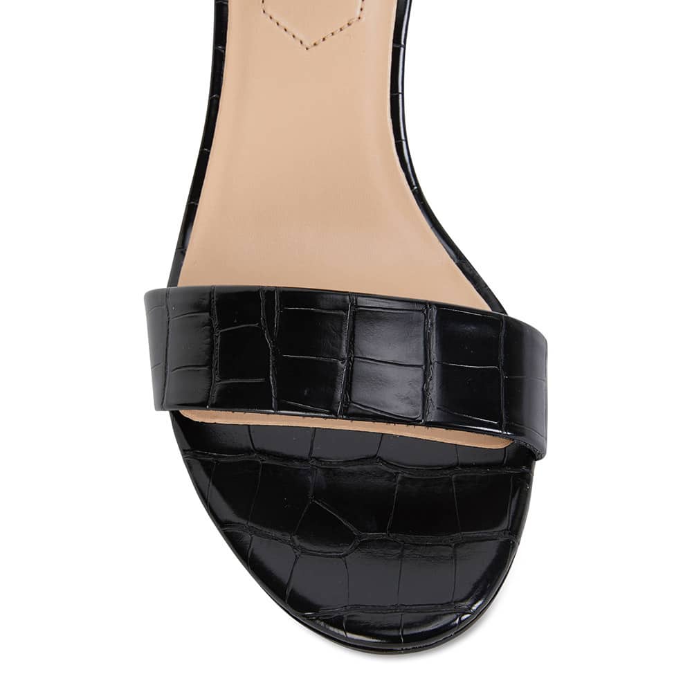Juliet Heel in Black Croc Leather