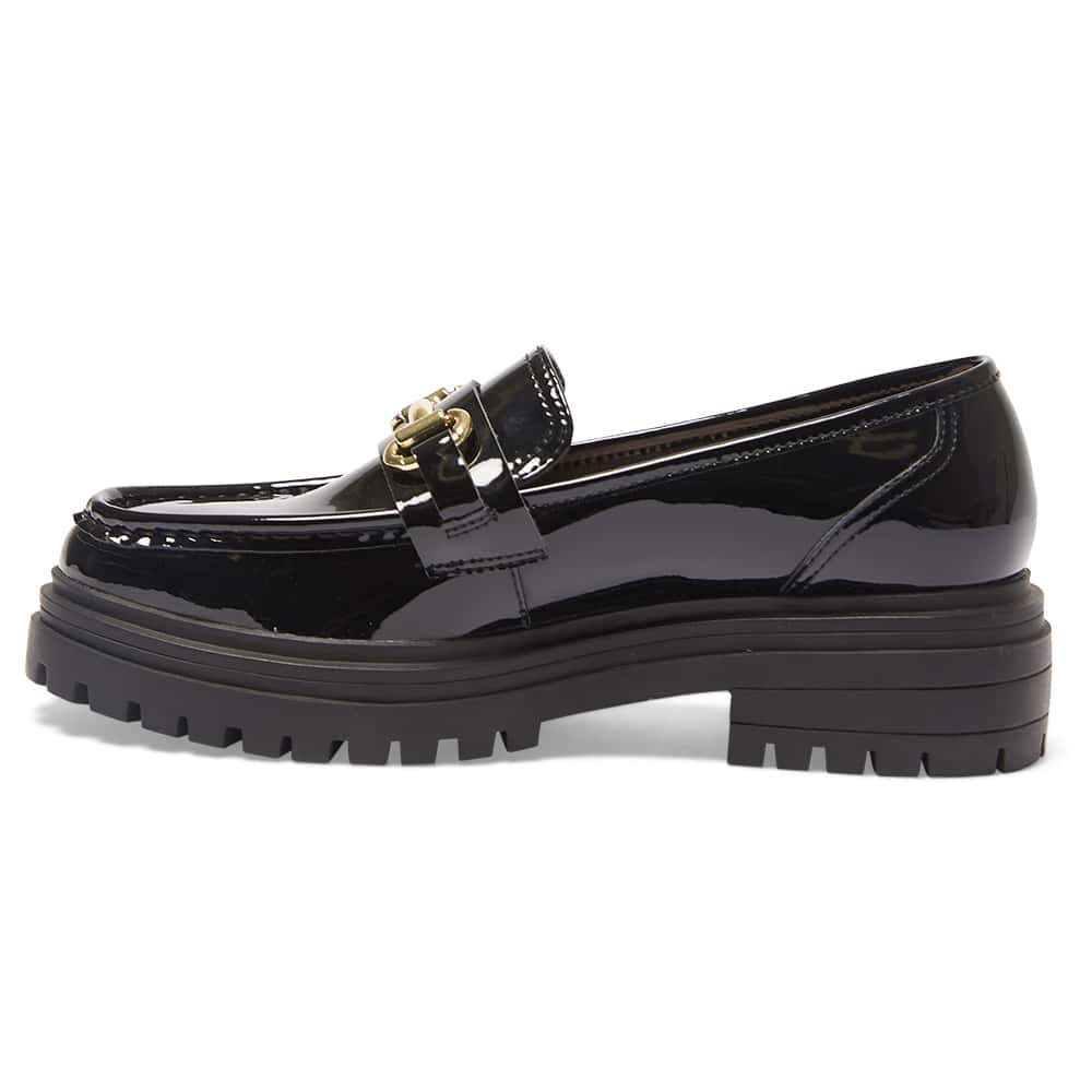 Full patent black loafers top