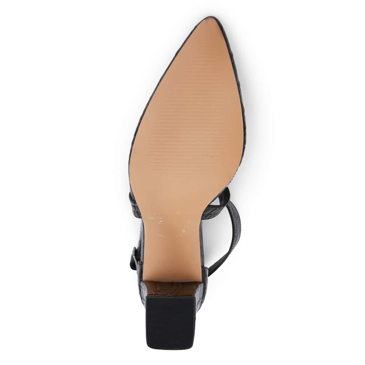 Kara Heel in Black Croc Leather
